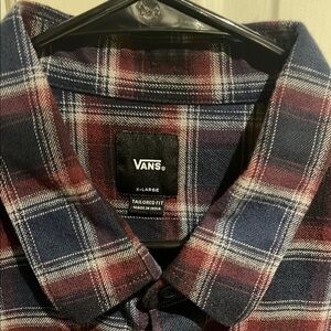 Vans Red and Blue Casual Button Down Shirt